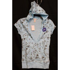 Y2K Limited Too Hooded Tshirt Girls sz 14 Long NEW Shooting Stars Butterfly Cap